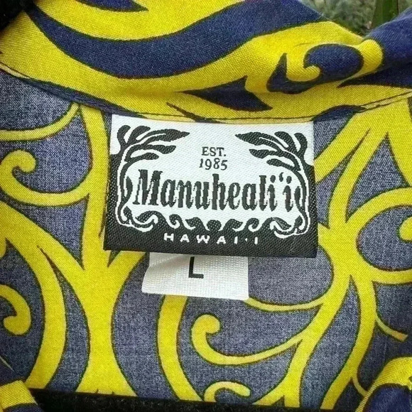 COPY Manuhealii Top Boys Large Button Down Collared Hawaiian Vintage Shirt Aloha - Picture 3 of 5
